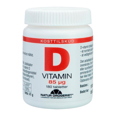 Natur Drogeriet D-Vitamin 85 mcg 180 tabletter